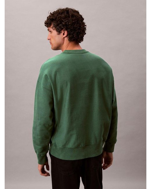 Calvin Klein Green Premium Fleece Relaxed Sweatshirt for men