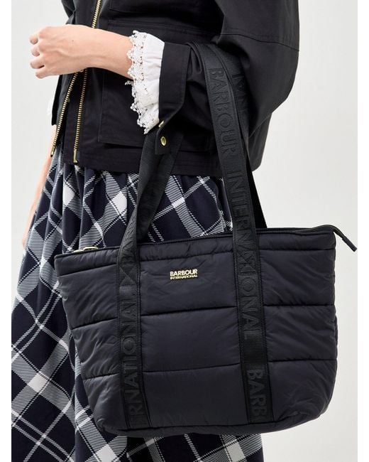 Barbour Black Monaco Baffle Quilted Tote Bag