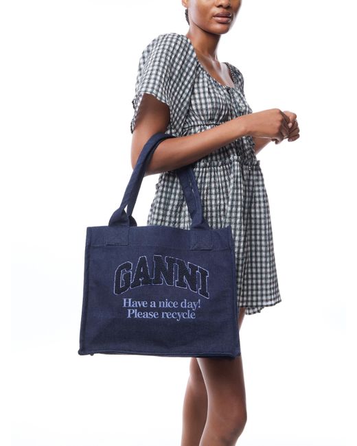 Ganni Women's Large Easy Shopper Denim in Blue | Lyst UK