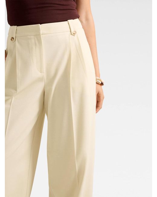 Forever New White Gigi Button Tab Wide Leg Pants