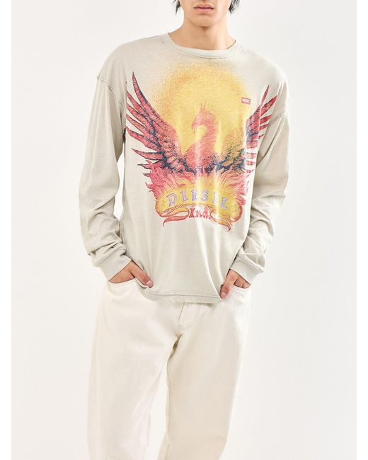 DIESEL White T-Boxt L/Phoenix T-Shirt for men