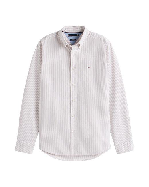 Tommy Hilfiger White Regular Fit Stripe Oxford Shirt for men