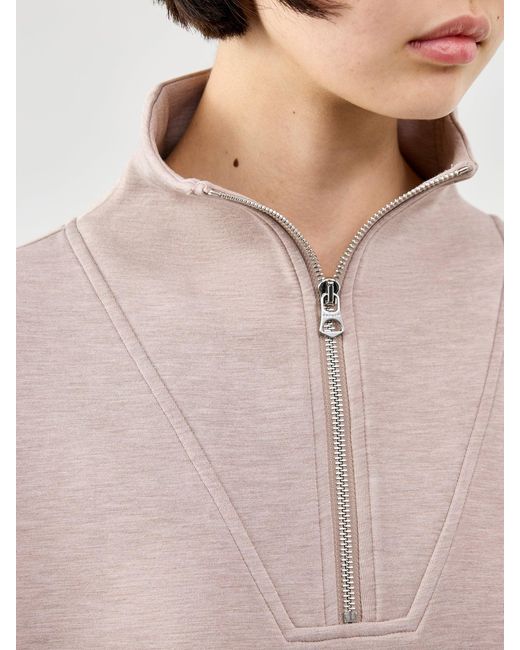 Varley Pink Hawley Half Zip Sweat Taupe