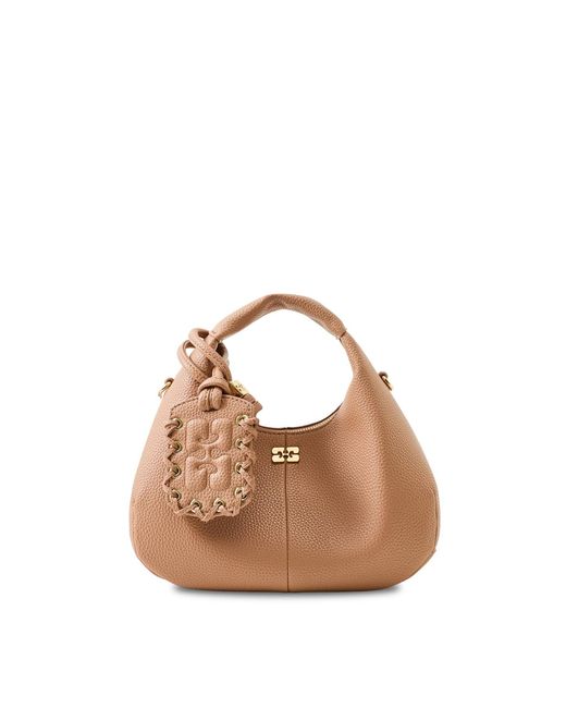 Ganni Multicolor Hobo Mini Tote Bag Tan