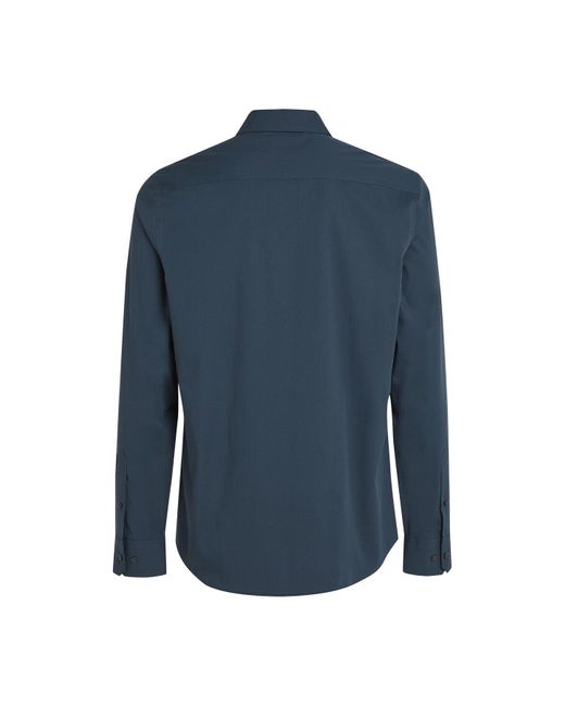 Calvin Klein Blue Slim Poplin Stretch Shirt for men