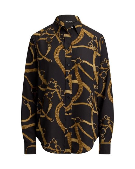 Ralph Lauren Black Chain Link Print Long Sleeve Shirt Multi