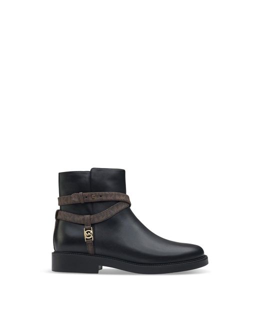 Michael Kors White Abigail Flat Ankle Boots, Leather