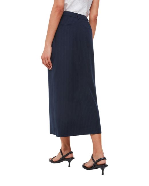Whistles Blue Pinstripe Tailored Midi Skirt