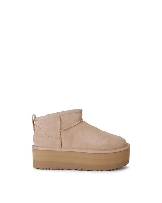 Ugg Natural Classic Ultra Mini Plaform Suede Ankle Boots