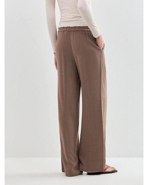 SELECTED Brown Slfviva-Gulia Hw Long Sun Pant Noos