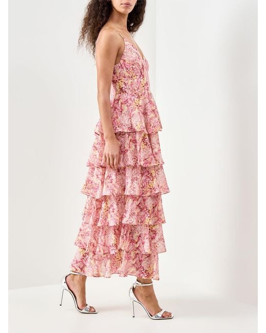 Pretty Lavish Pink Lissy Ruffle Midaxi Dress Berry