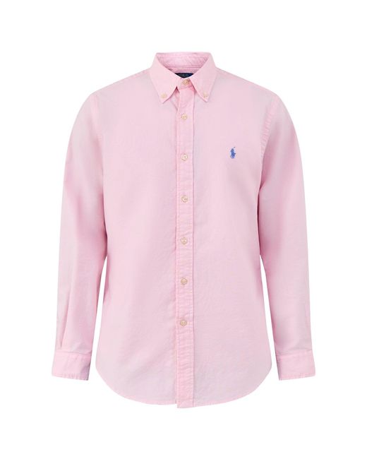 Polo Ralph Lauren Pink Custom Fit Oxford Shirt for men