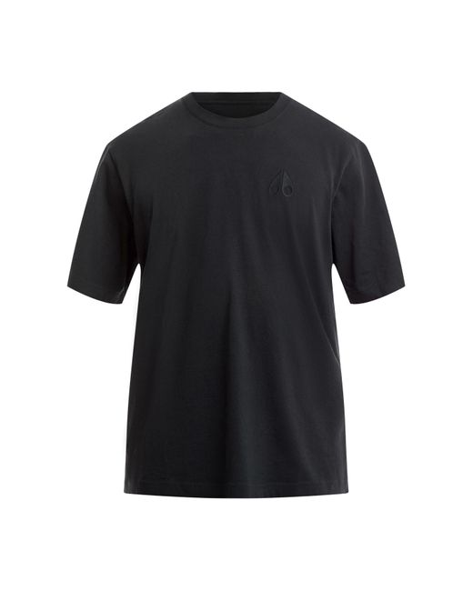 Moose Knuckles Black Men's Henri Logo Embroidered T-shirt for men