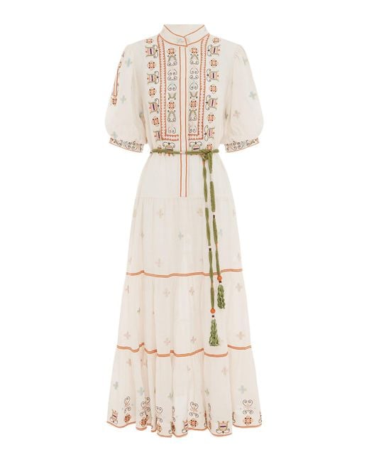 ALÉMAIS White Women's Lovella Tiered Midi Dress