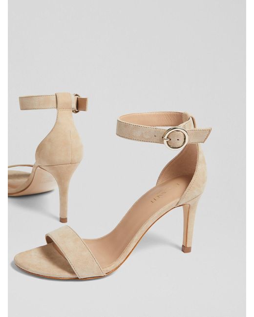 L.K.Bennett White Ivy Suede Single Strap Sandals