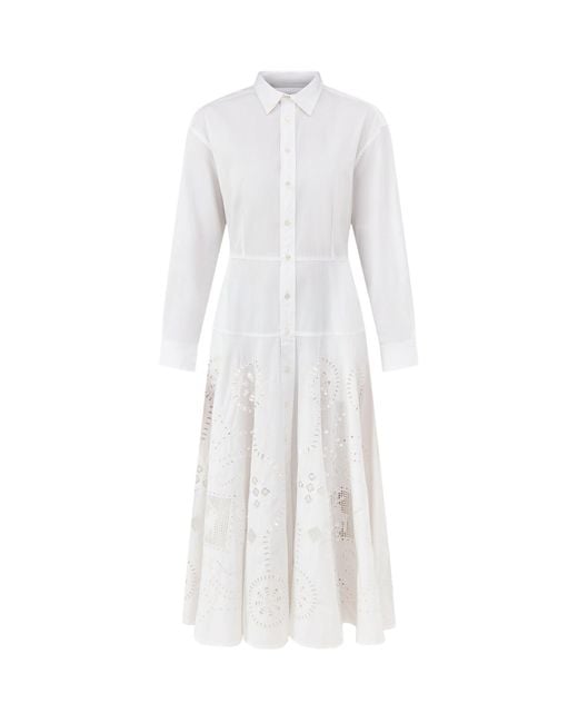 Polo Ralph Lauren White Midi Long Sleeve Shirt Dress