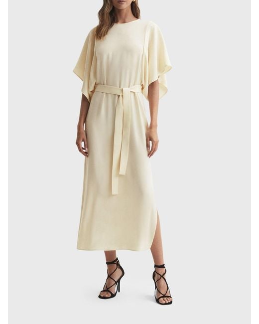 Reiss Natural Louise Cape-Sleeve Midi Dress