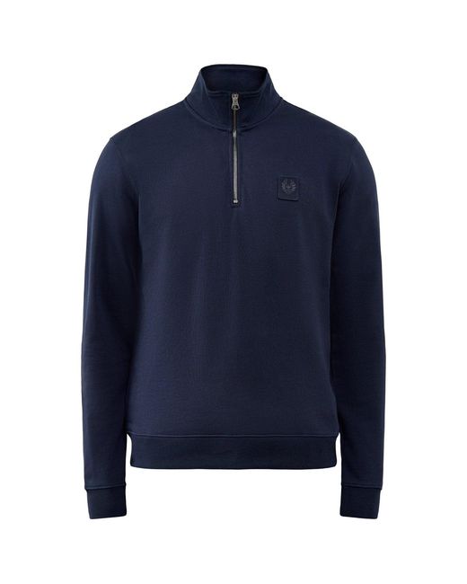 Belstaff Blue Curator Quarter Zip Sweatshirt for men