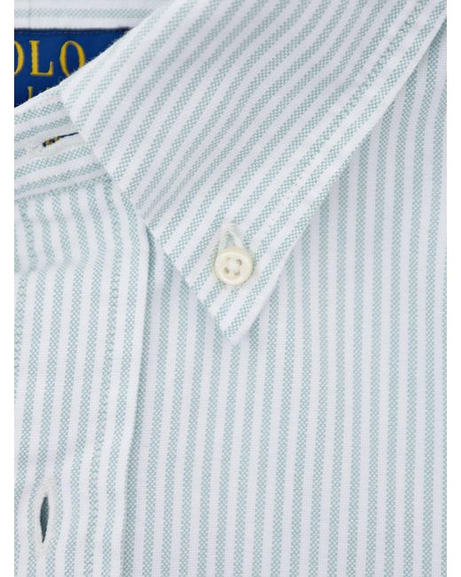 Polo Ralph Lauren Blue Custom Fit Oxford Stripe Shirt for men