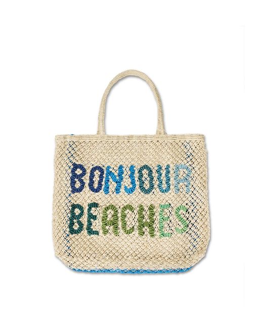 The Jacksons Blue Large Bonjour Beaches Raffia Tote Bag