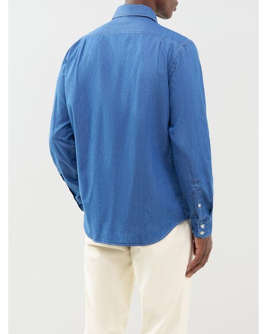 Hartford Blue Paul Light Denim Shirt for men
