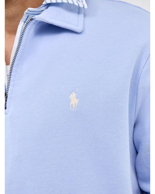 Polo Ralph Lauren Blue Zip Neck Rugby Top for men