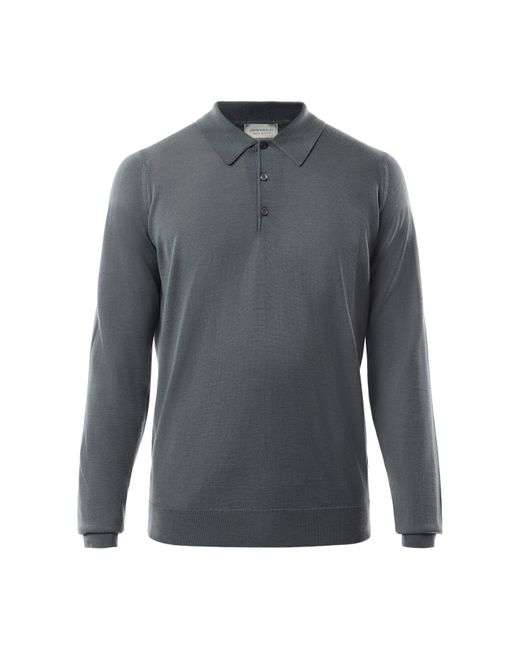 John Smedley Gray Men's Dorset Extra Fine Merino Wool Polo Shirt for men