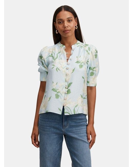 Forever New Blue Tahlia Tuck Detail Blouse