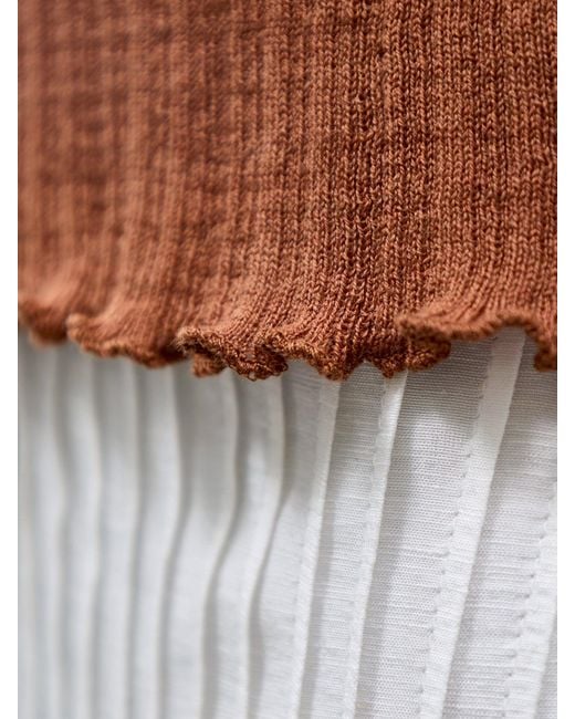 Nobody's Child Brown Rib & Ruffle Sheer Knit Vest