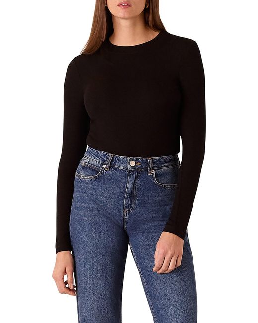 Whistles Black Essential Ribbed Crew