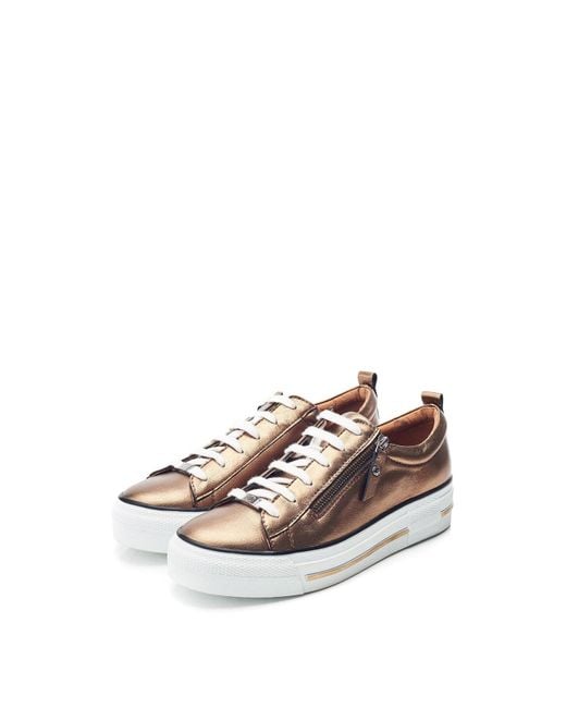 Moda In Pelle White Women's Filician Gold Metallic Leather Trainers