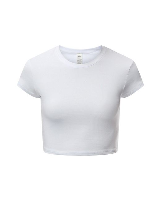Alo Yoga Alosoft Crop Finesse Short Sleeve in White | Lyst UK