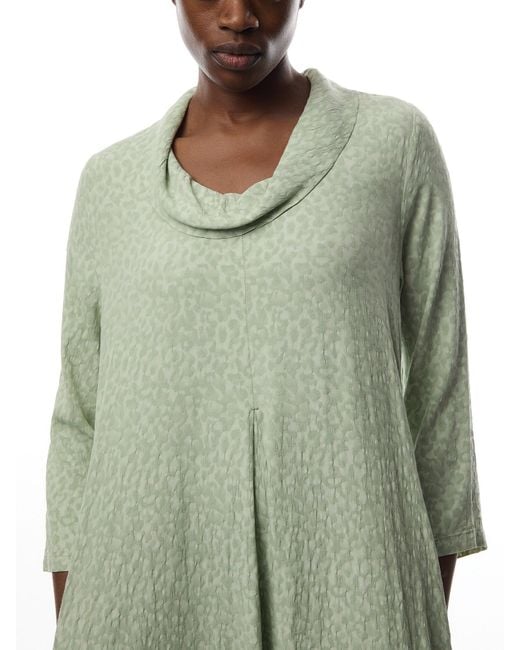 Sahara Green Abstract Textured Jacquard Dress