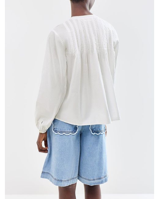 SELECTED White Delia Pintuck Long Sleeve Shirt