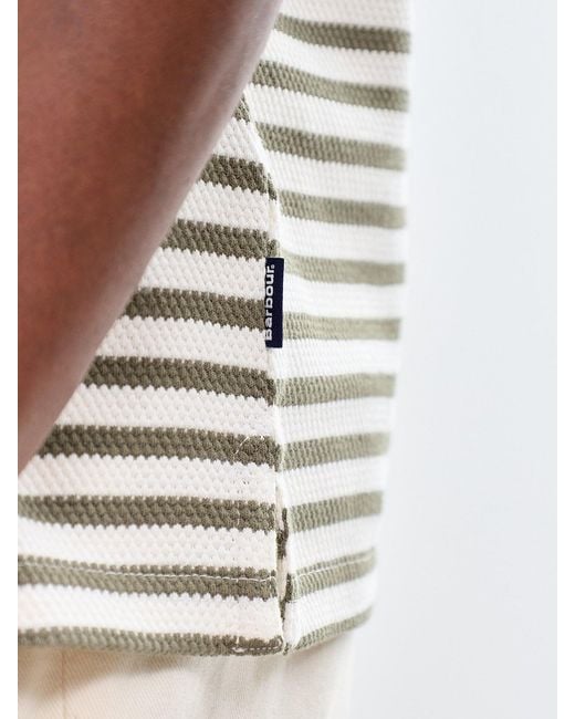 Barbour White Farlam Striped Tailored Polo Shirt Multi for men