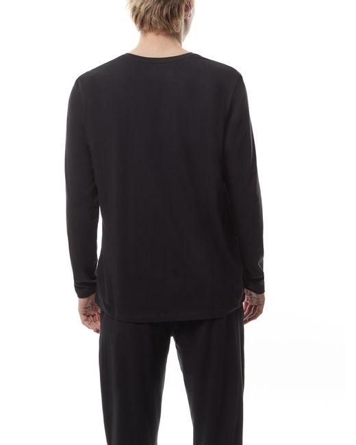 Boss Black Embroidered Logo Long Sleeve Stretch T Shirt for men