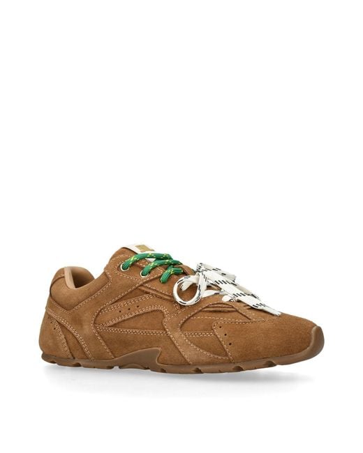 Steve Madden Brown Asiel Suede Trainers Tan