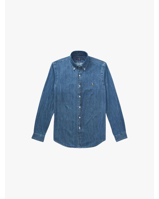 Polo Ralph Lauren Blue Button Down Denim Shirt for men