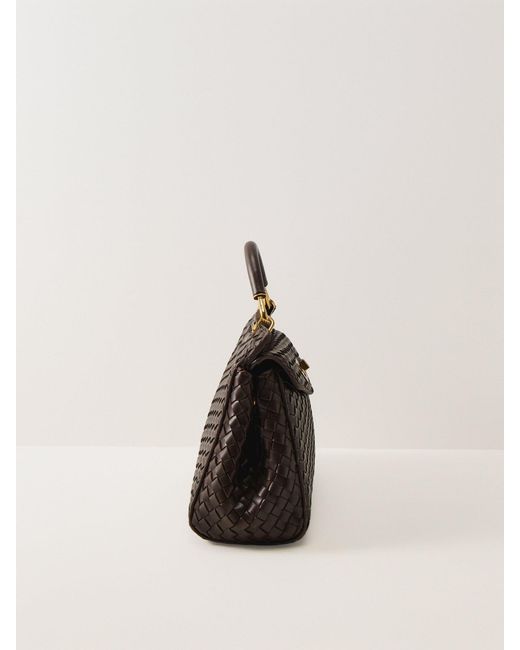 JW PEI Blue Lucia Classic Top Handle Woven Bag Cream