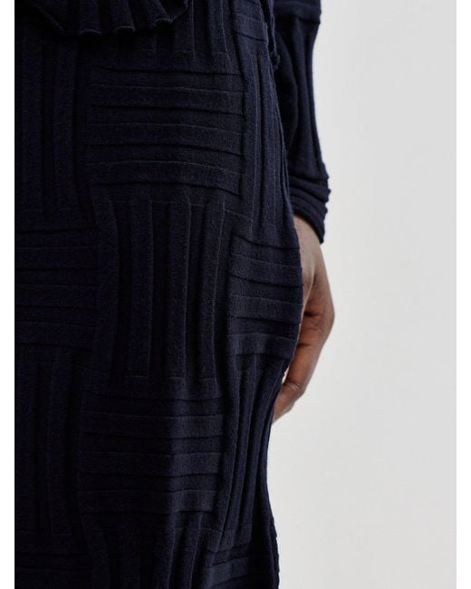 Oska Blue Stretch-Knit Midi Skirt
