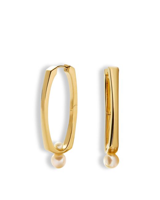 Missoma Metallic Women's Button Pearl Ovate Hoop Earrings