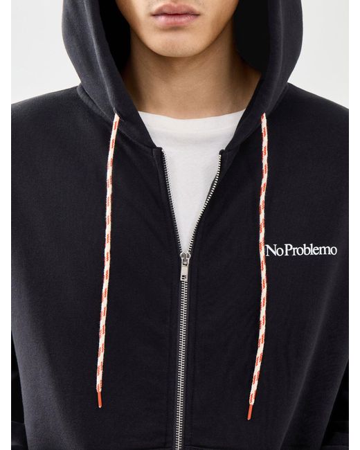 No Problemo Blue Mini Problemo Zip Hoodie for men