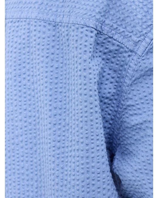 Wax London Blue Keats Seersucker Short Sleeve Shirt for men