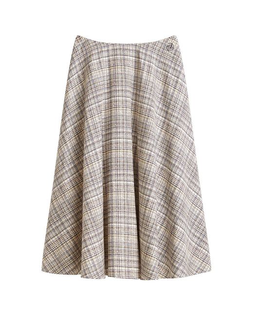 Tommy Hilfiger Brown Midi A-Line Skirt With Linen