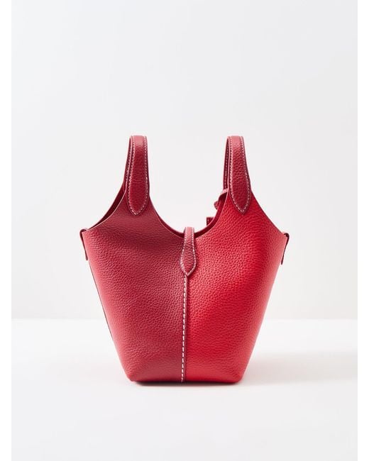 Polo Ralph Lauren Red Shiny Drum Pebble Bucket Bag