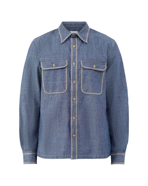 Paul Smith Blue Chambray Western Shirt for men