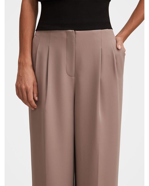 Forever New Brown Julia Pleated Wide Leg Pants
