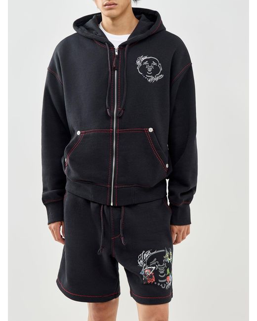 True Religion Blue Big T Zip Through Hoodie for men