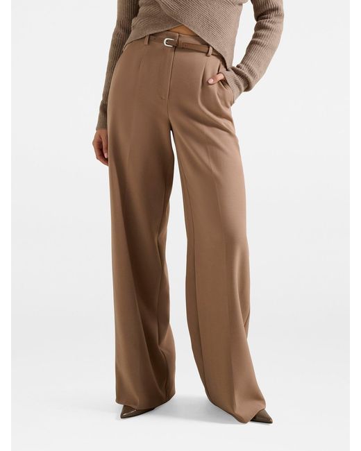 Forever New Natural Chantelle Belted Wide Leg Pants