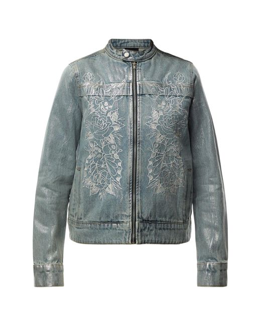 Ed Hardy Blue Rose Skull Butterfly Denim Motocross Jacket